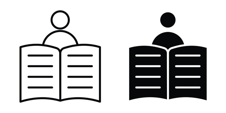 Book open reader icon vector bundle in black