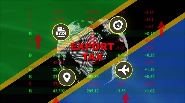 Export Tax concept with Globe and Icons