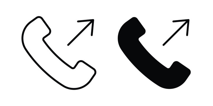 Call outgoing icon vector bundle in black