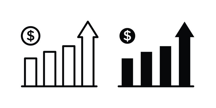 Chat arrow grow icon vector bundle in black