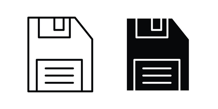 Floppy disk icon vector bundle in black