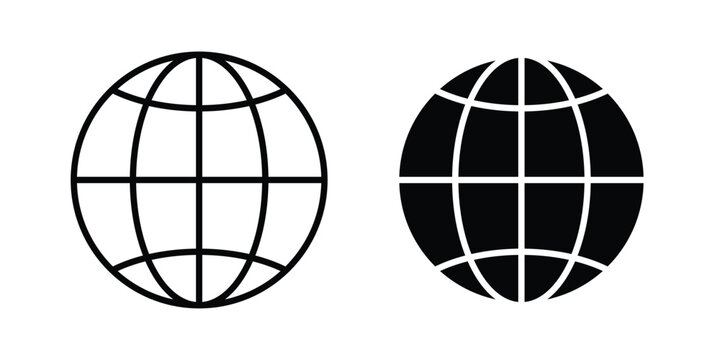 Globe icon vector bundle in black