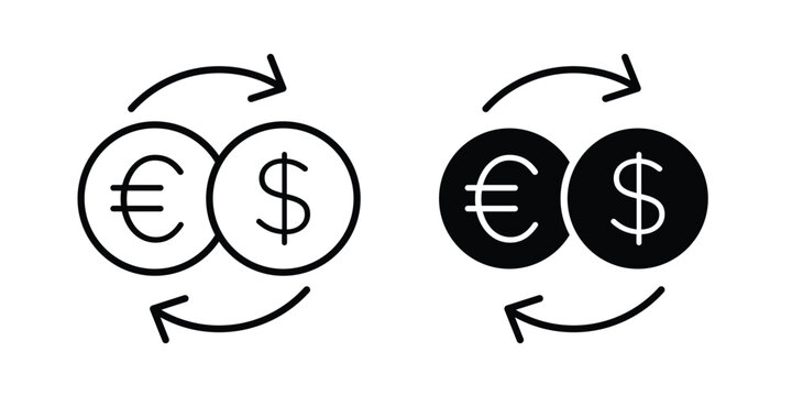 Money exchange icon vector bundle in black