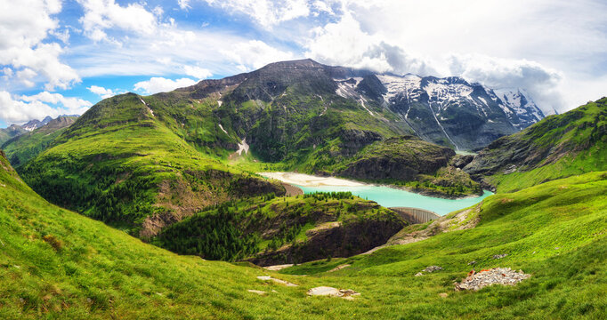 Mountain asphalt road serpentine. Winding Grossglockner High Alpine Road in High Tauern, Austria.