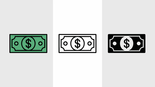 Modern flat design icons of dollar bills with different symbols