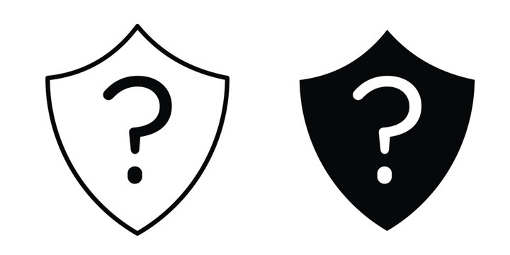Shield interrogation icon vector bundle in black