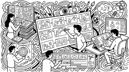 Obraz premium Creative team working on illustrations.