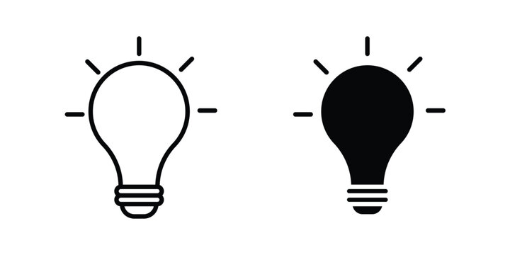Solution lamp icon vector bundle in black