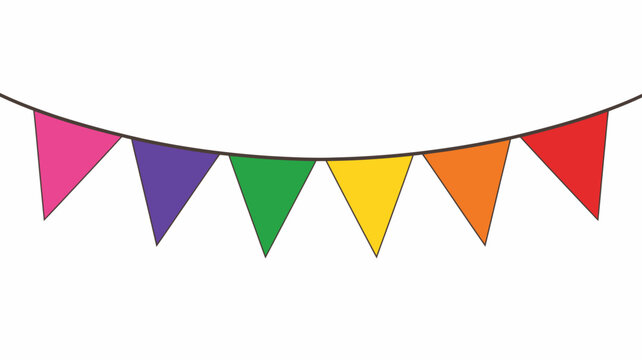 Colorful triangular bunting flags hanging on string