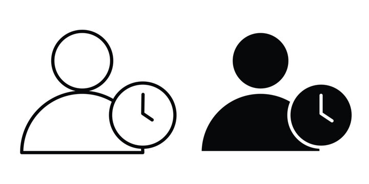 User time icon vector bundle in black