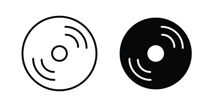 Vinyl icon vector bundle in black