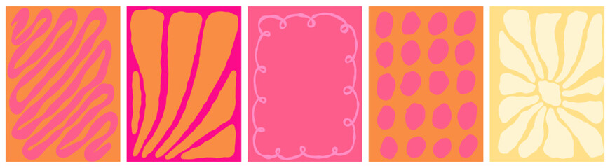Vector hand drawn sketchy abstract shapes and background with copy space, vertical backdrops for social media, doodle illustration, flowers for prints and cards, simple minimal design elements © venimo