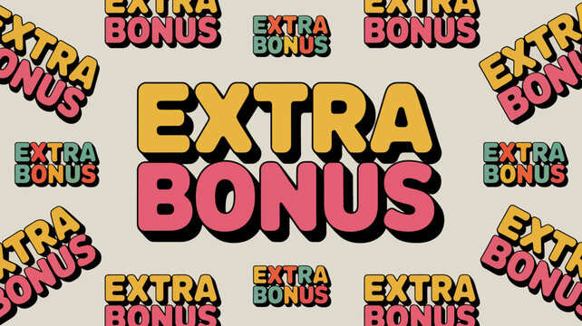 Bright red extra bonus sale banner with confetti and stars