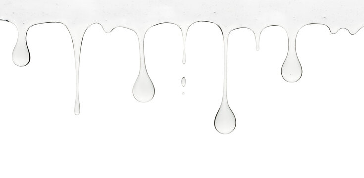 Transparent cosmetic gel or face serum product dripping, isolated on transparent background. PNG image.