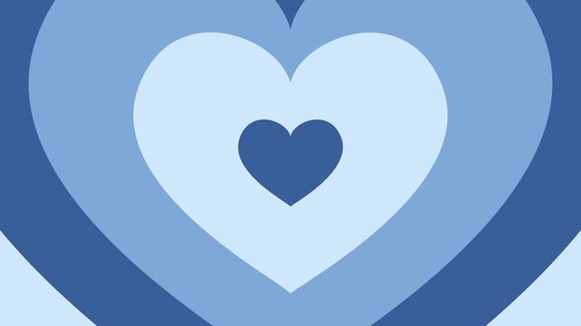 Abstract cute pastel blue concentric hearts tunnel background loop