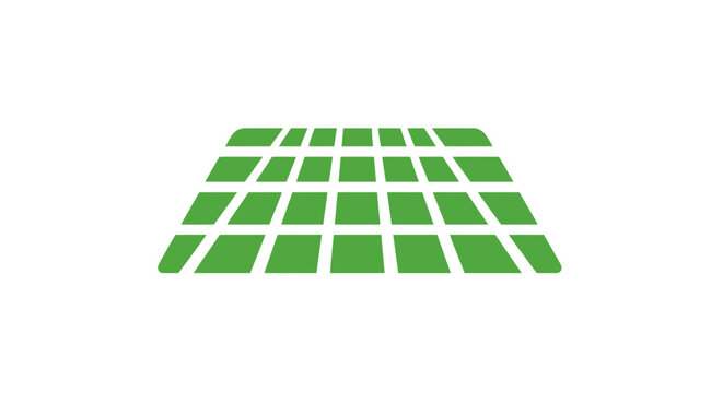 Abstract green grid representation of a structure on a white background without commas