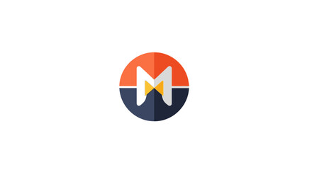 Naklejka premium Minimalist logo design featuring the letter M within a segmented circle in vibrant colors