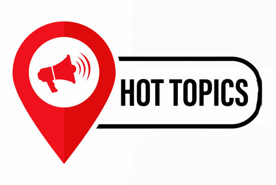 Hot topics icon with megaphone and location pin