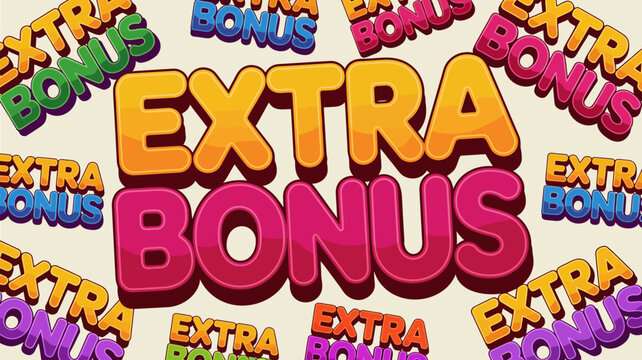 Colorful extra bonus game screen with confetti and bright text