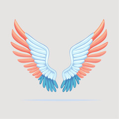 Fototapeta premium Stylized Angel Wings with Blue and Coral Feathers
