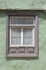 Fototapeta premium Old Spanish Timber Window in Close Up 