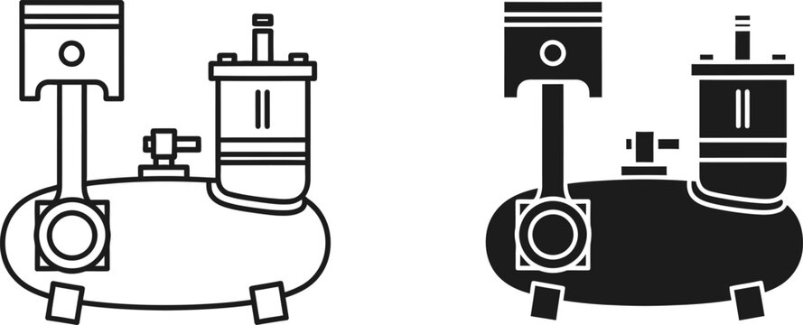 Air compressor pump and tank with piston mechanism during industrial use