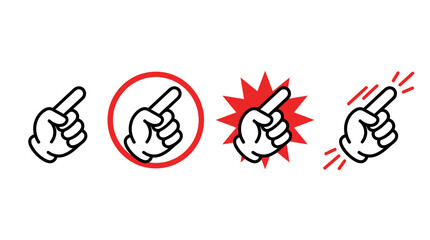 Fototapeta premium pointing hand gesture graphic with various styles indicating direction attention or warning perfect for website ui and app design.
