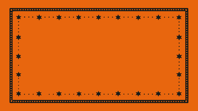 Orange rectangular background with black dotted star border background decoration template abstract invitation ornament creative geometry minimalist contrast geometric backdrop decorative
