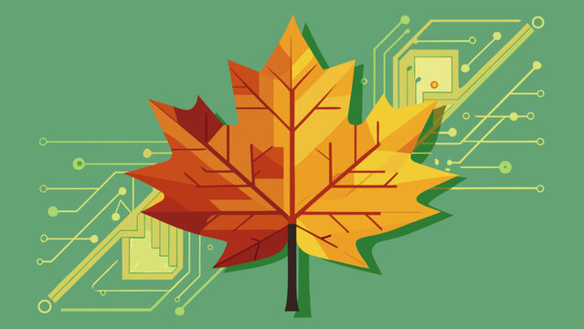 Digital maple leaf with electronic circuit board pattern technology concept technology electronic innovation computer connection abstract environment hardware engineering information