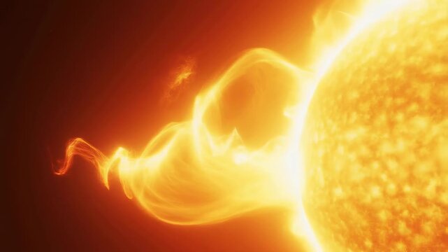Stunning close-up of solar flares erupting from the sun's surface. Captivating visuals of solar activity showcasing the power of our star