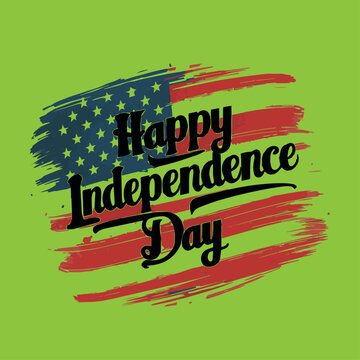 Happy Independence Day Brush Stroke American Flag Vector