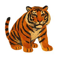 Obraz premium PNG Vibrant hand-drawn tiger illustration.