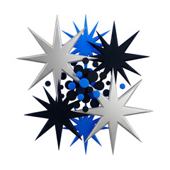 Obraz premium Blue starfish with black and white dots isolated