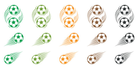Fototapeta premium Soccer ball logo collection dynamic designs in vibrant colors for sports branding