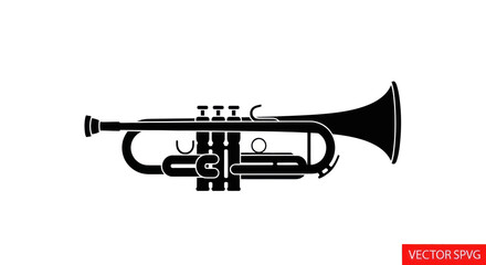 Obraz premium Classic brass trumpet silhouette isolated on white