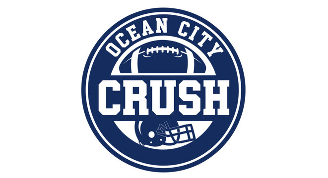 Ocean city crush american football team circular logo emblem