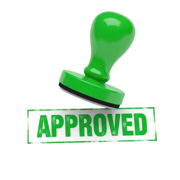Green rubber stamp with the word approved