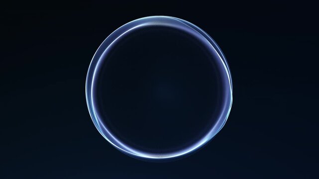 Transparent blue holographic orb with layered wave contours and a luminous rim. Seamless 4K 60fps loop for future dashboards, AI interfaces, branding and data visuals.