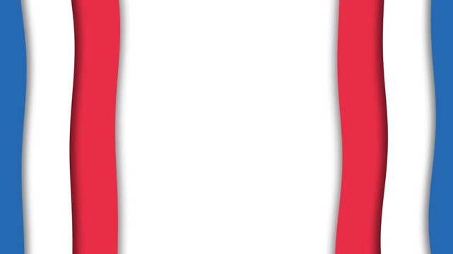 Bastille Day French Flag Colors Patriotic Background Wavy Stripes Template.