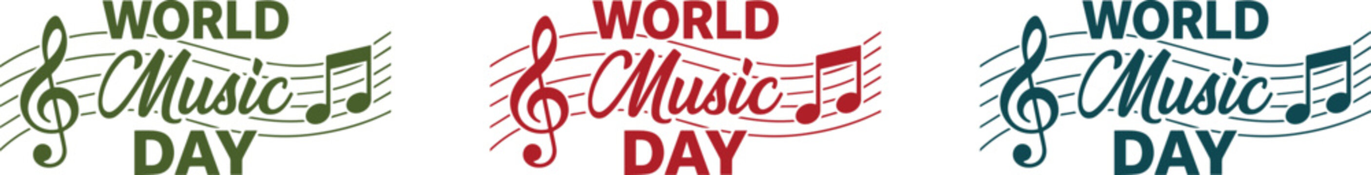 World music day colorful logo designs