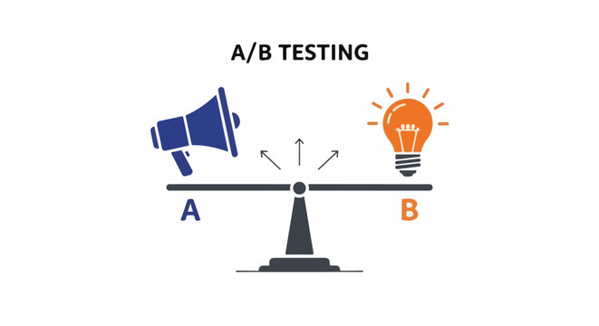 A visual comparison of two options, labeled A and B, on a scale, symbolizing testing