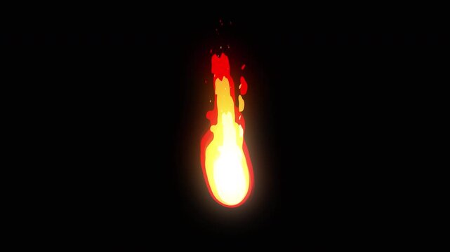 Animation 2d fx fire flame with cartoon style and burning flames shows the fire effects suitable motion graphics and game asset . alpha channel only 4k