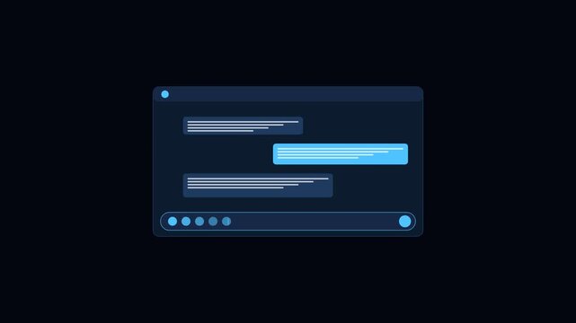 Minimalist ui chat interface animation with typing indicator and message bubbles animation