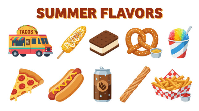 Summer Flavors Collection of Popular Street Food and Drinks