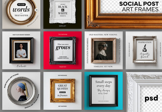 Social media art frames design template bundle