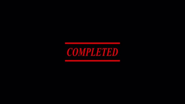 Completed Stamp Animation on Transparent Background, Business Success Approval Motion Graphic.
