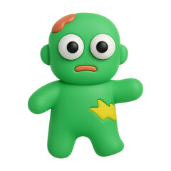 Obraz premium PNG Cute cartoon zombie character illustration.