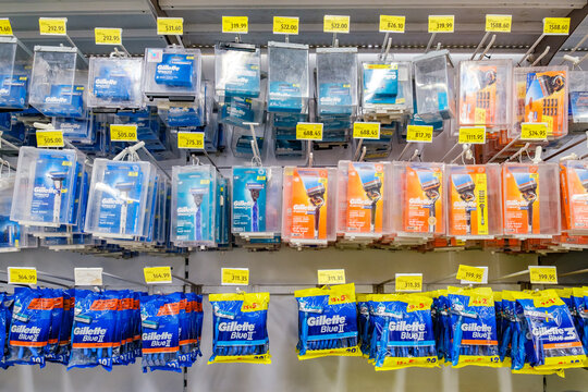 Hurghada, Egypt &ndash; february 25, 2026: Gillette shaving machines on supermarket shelves