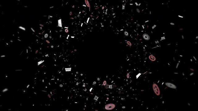 Pieces of Clock Technology Endless Animation, Background, on Alpha Channel Loop
