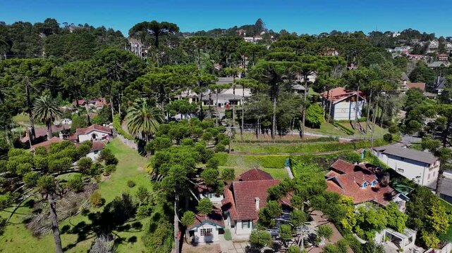 Winter Destination In Campos Do Jordao In Sao Paulo Brazil. Mantiqueira Mountain. Downtown Cityscape. European Architecture. Winter Destination In Campos Do Jordao In Sao Paulo Brazil. Tourism Travel.
